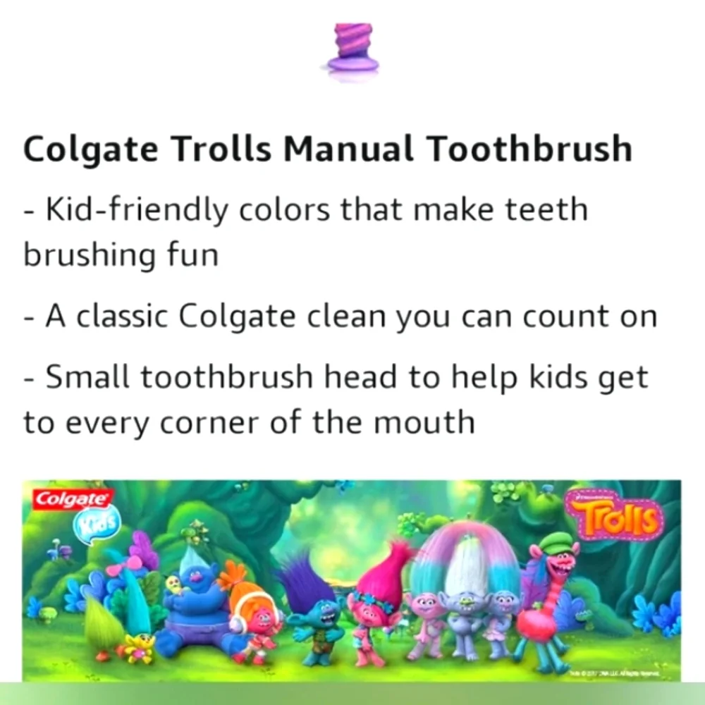 TWO Trolls (Colgate) Kids Extra Soft Suction Bottom + 2 Bonus Brushes